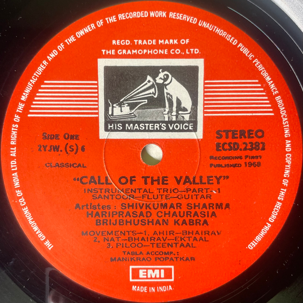 Shivkumar Sharma - Hariprasad Chaurasia - Brijbhushan Kabra ‎– Call Of The Valley (Индия 1968г.)