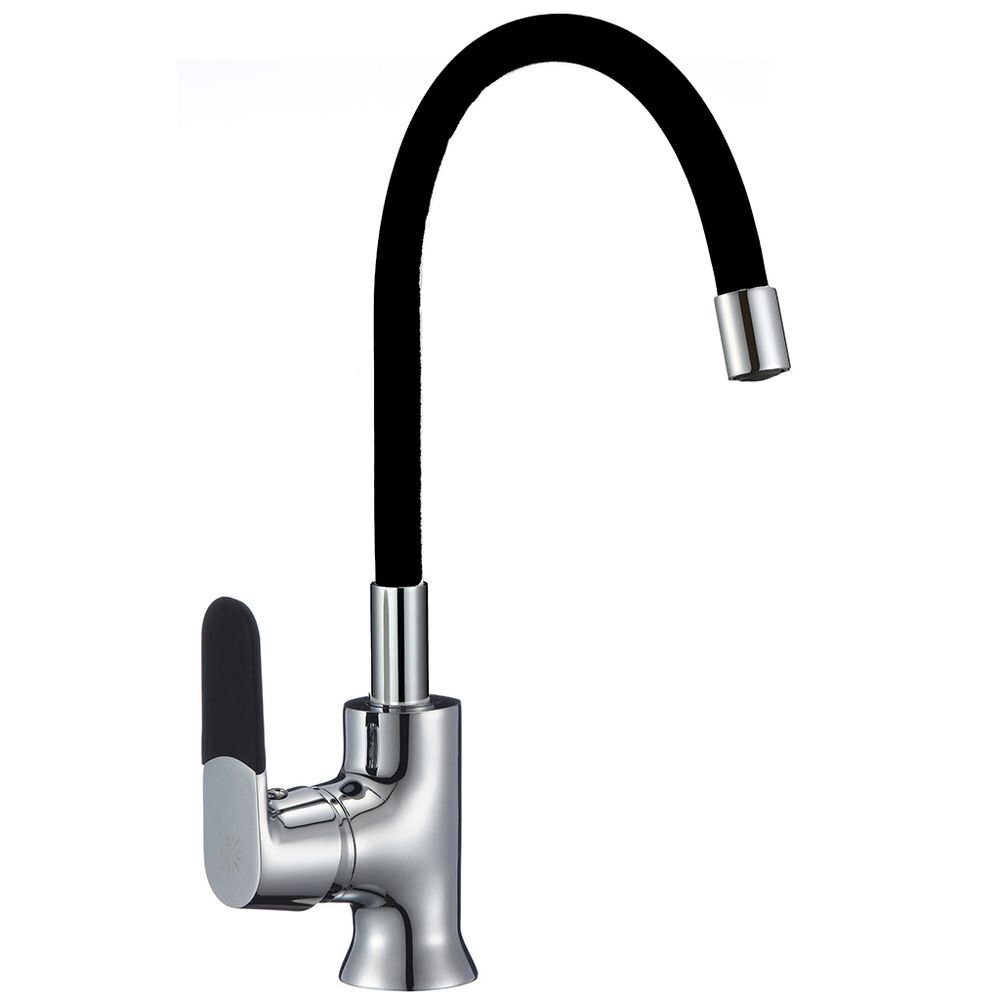 Смеситель для кухни, РМС, гибк излив, с картриджем, чер, SL123BL-016F