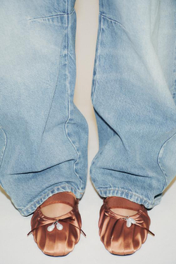 ZARA АТЛАСНЫЕ ТУФЛИ-МЮЛИ, ЧЕРЕПИЧНО-КОРИЧНЕВЫЙ