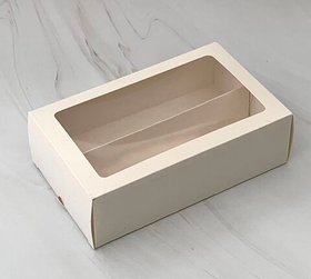 Коробочка на 12 макаронс с окном белая