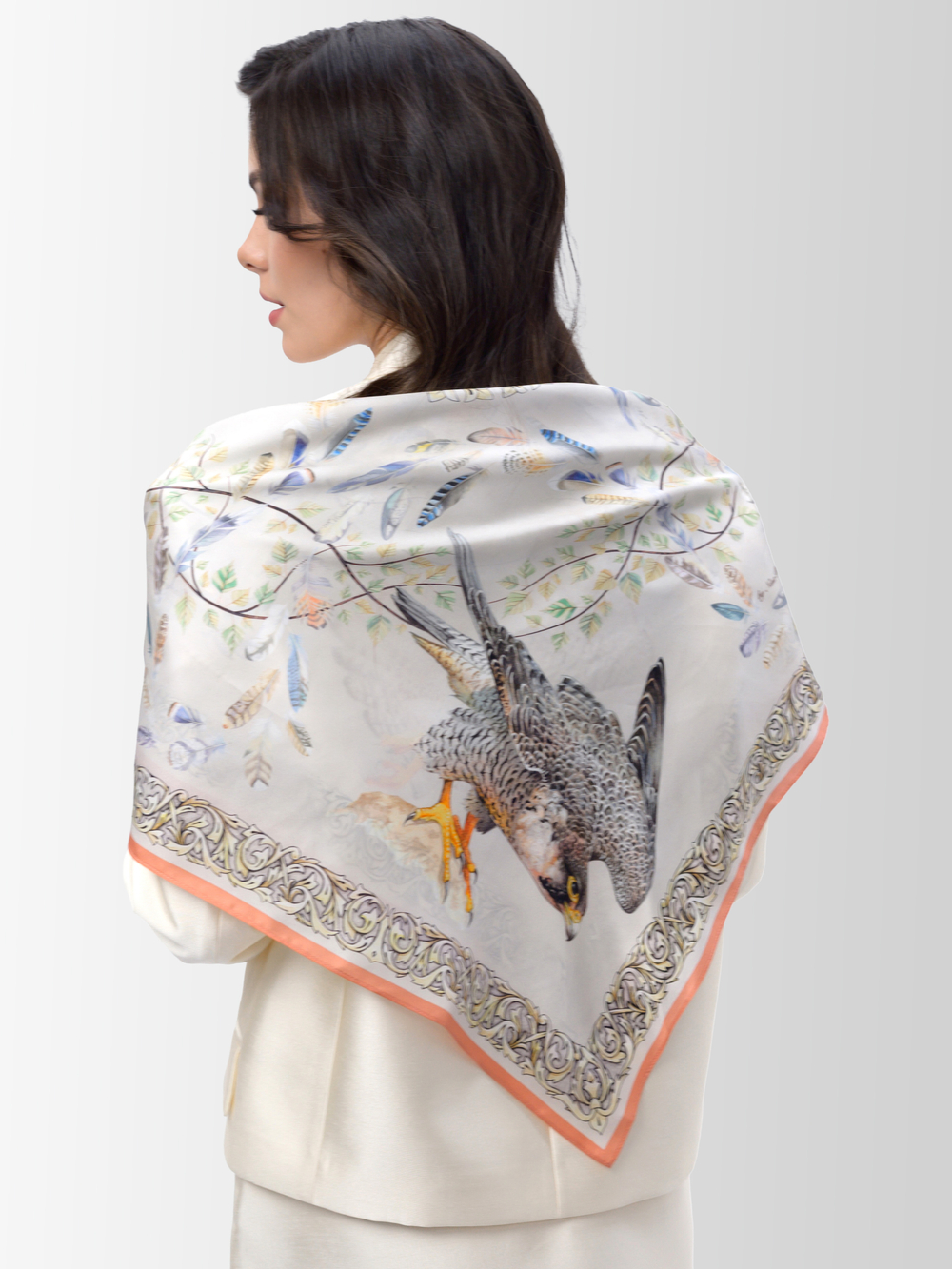 Платок «Полёт соколов» 100% шёлк