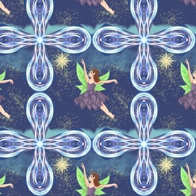 Фея квадрат (цветной на синем)