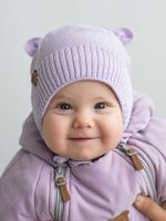 Шапка хлопковая на подкладе "Лаванда" на завязках 0+
