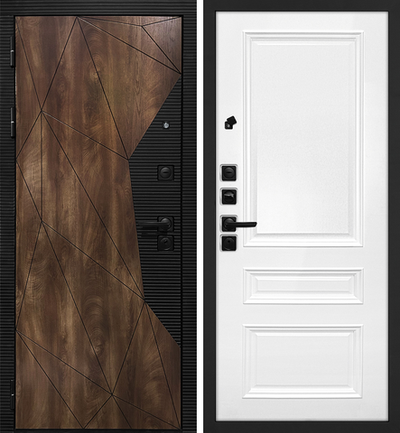 Железная входная дверь Дуб коньяк с патиной/Белый ral 9003 - 1017