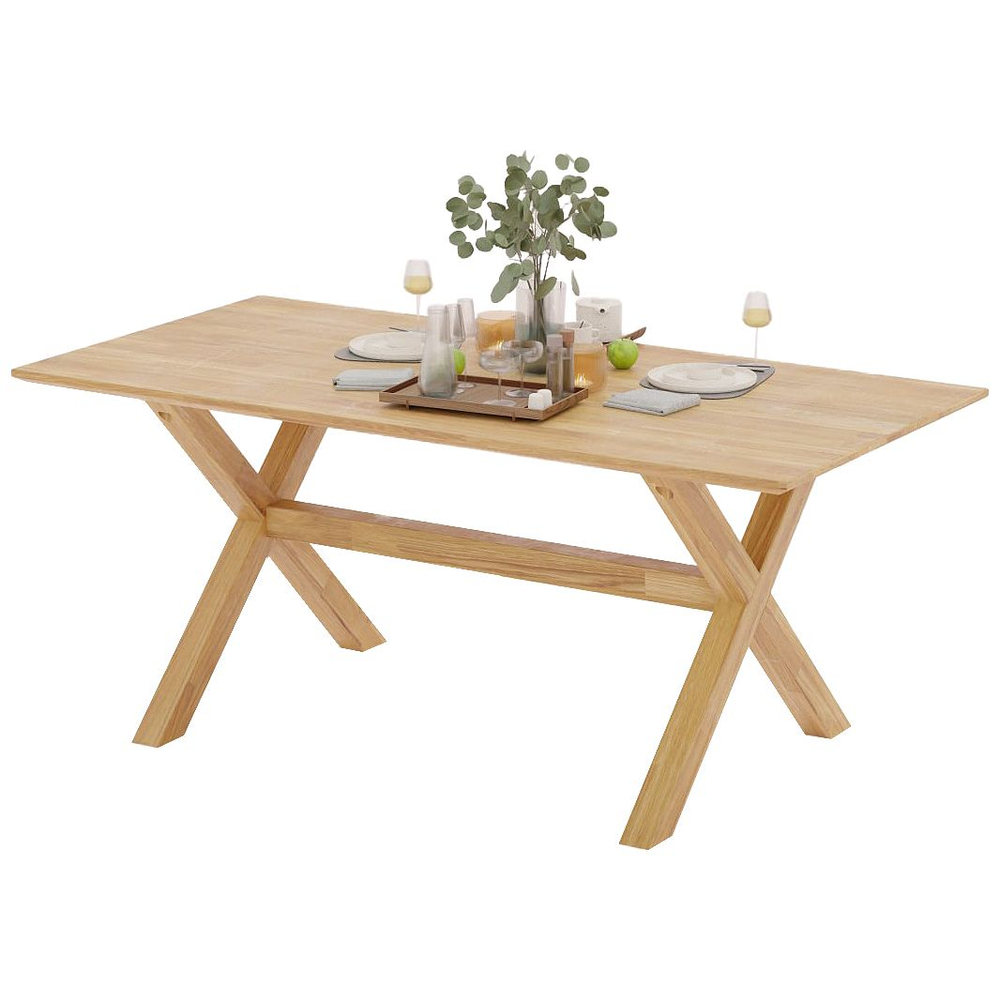 Стол обеденный 180х90х77, Уиллис, кухонный, с регулировкой высоты, для столовой, дачи, кухни, массив дикого дуба, Dipriz