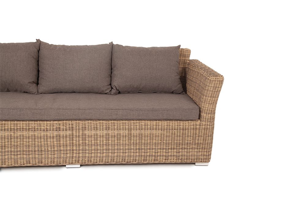 "Капучино" диван из искусственного ротанга трехместный, цвет соломенный