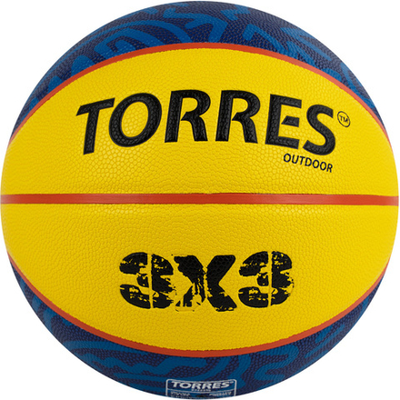 Мяч баскетбольный TORRES 3х3 Outdoor, B322346, р. 6, 8 панелей, ПУ,бут.кам,нейл.корд,жёлто-синий
