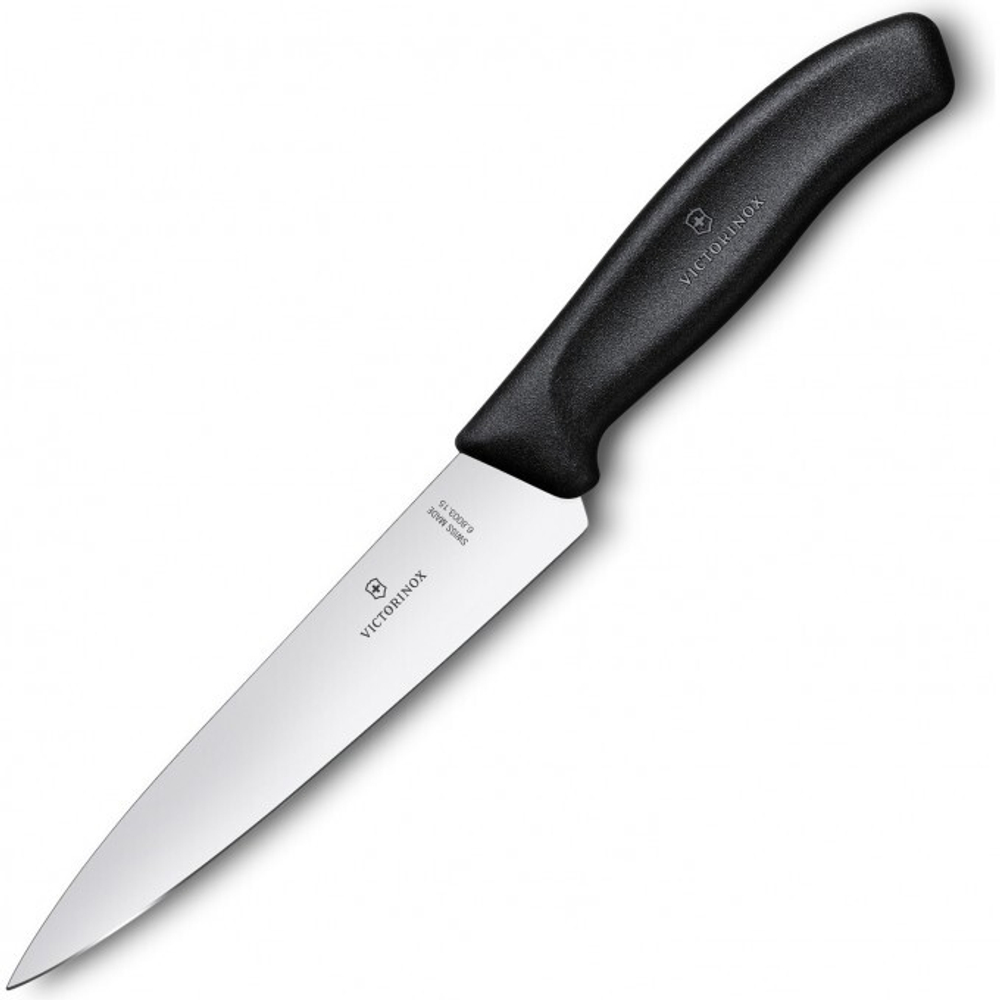 Нож разделочный, лезвие 15 см, черный в блистере, Victorinox