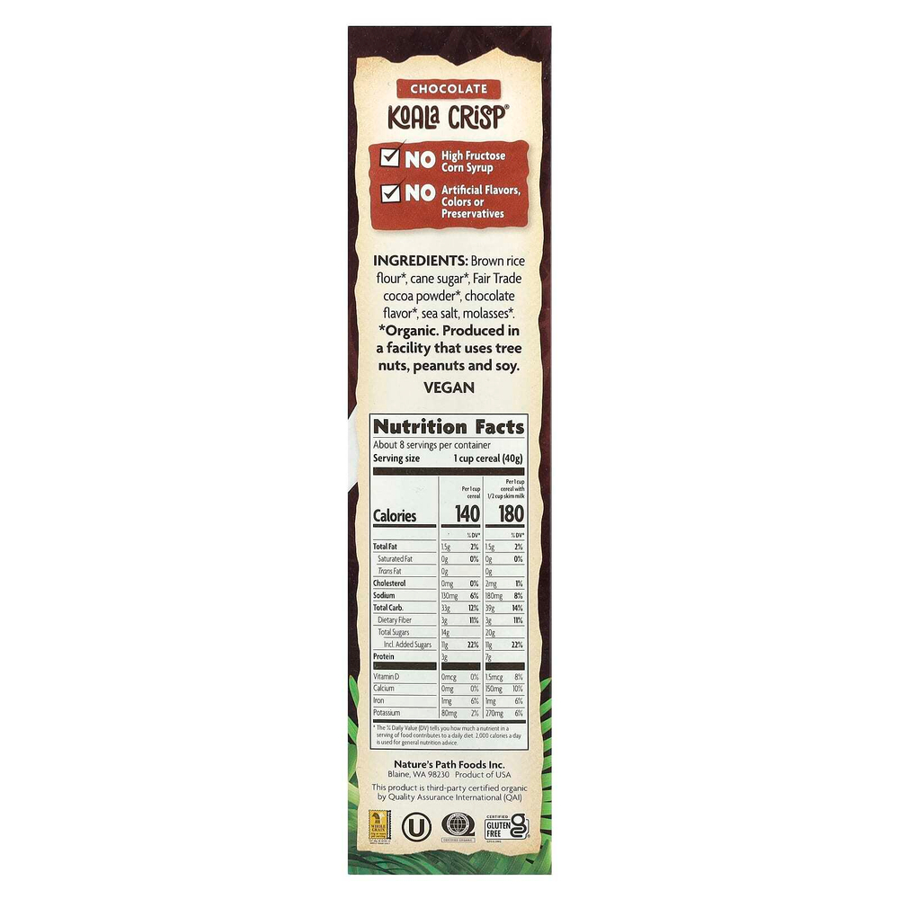 Nature's Path, EnviroKidz, органические шоколадные хрустящие хлопья «коала», 325 г (11,5 унции)