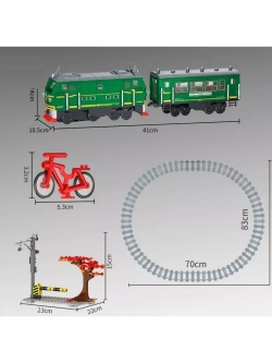 Конструктор Зеленый пассажирский поезд 801 деталь