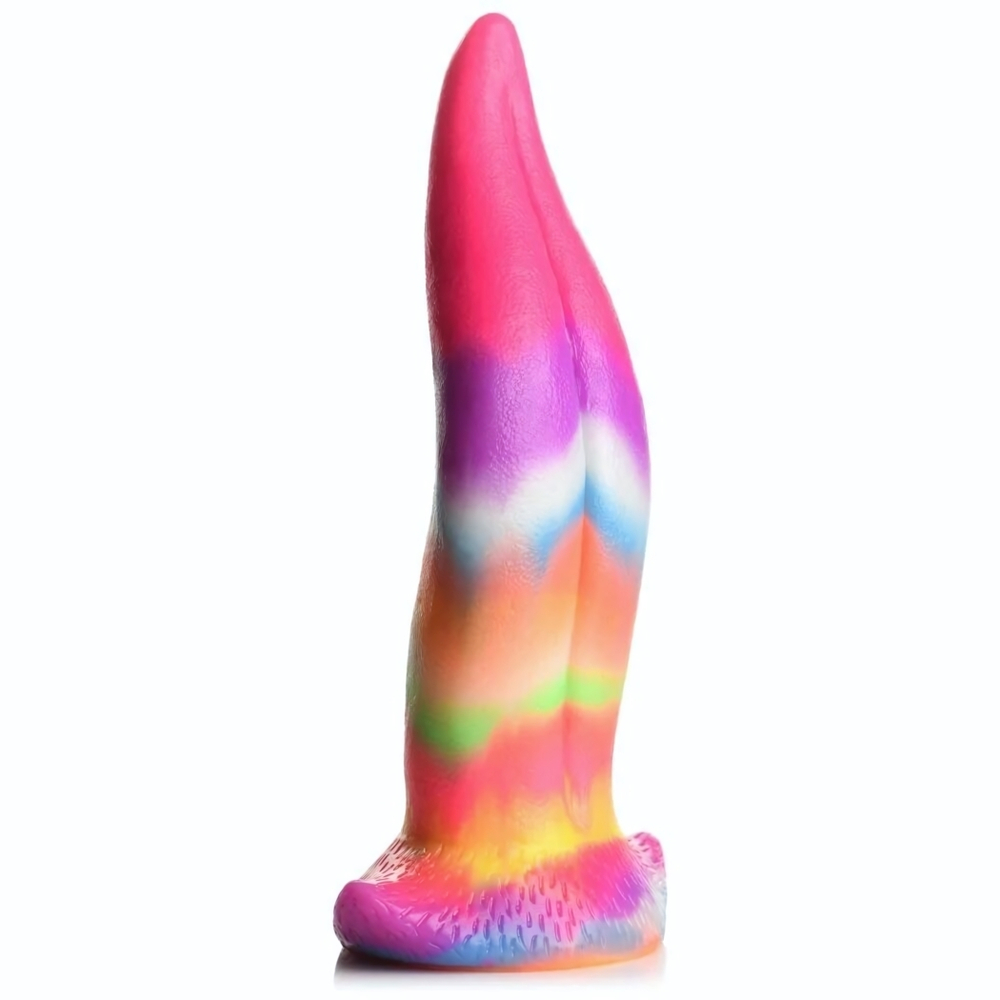 Фантазийный люминесцентный стимулятор-язык Unicorn Kiss Unicorn Tongue Glow-in-the-Dark Silicone Dildo - 21,3 см. (Цвет: разноцветный)