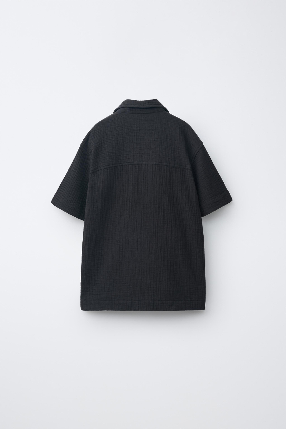 ZARA РУБАШКА ИЗ РЕЛЬЕФНОЙ ТКАНИ, ЧЕРНЫЙ