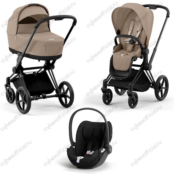 Детская коляска Cybex Priam IV 3 в 1 Cozy Beige шасси Matt Black
