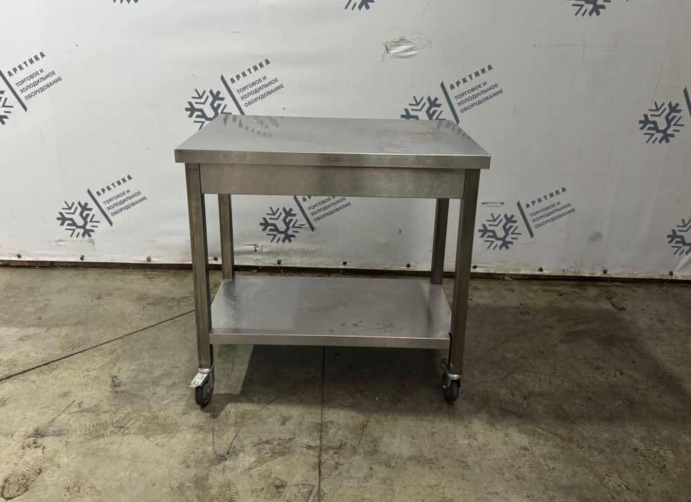 Стол из нержавеющей стали с полкой без борта 900х600х850 (на колесах )