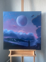 Картина маслом на холсте "Искатель" 75х75 см. Деревянный подрамник. Художник Наталия Осадчук