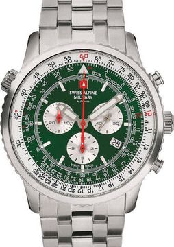 С браслетом Мужские наручные часы с серебряным браслетом Swiss Alpine Military 7078.9134 chrono mens 45mm 10ATM