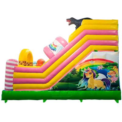 Детский надувной батут-горка «Динолэнд» с прямым скатом 6*5*6 м