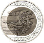 АВСТРИЯ, 2001, 100 ШИЛЛИНГОВ [БИМЕТАЛЛ: СЕРЕБРО + ТИТАН]