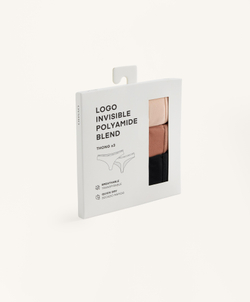 OYSHO Набор из трех пар трусиков-стрингов с логотипом из полиамидной смеси, кирпичный