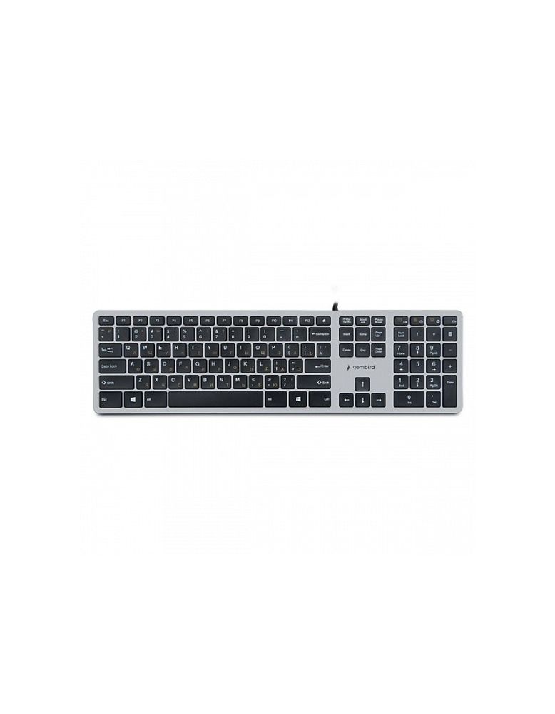 Клавиатура ноутбучного типа  Gembird KB-8420,(USB, ножничный механизм, клавиши управления громкостью, 104 клавиши, кабель 1,5м)
