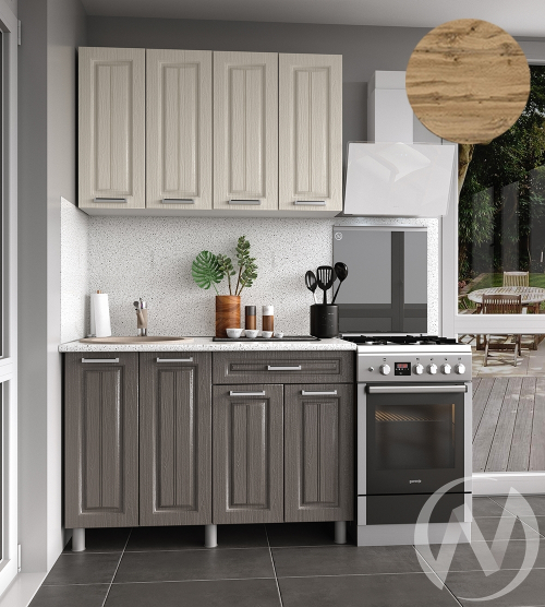 Кухня Лаура 1.2м (корпус белый/клён кремовый; клён серый) 26мм дуб вотан