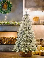 Заснеженная елка с гирляндой встроенной «ile Grande» (Литая+пвх) 180 см / 1,8 м