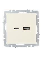 BRITE Розетка USB A+C 18Вт РЮ11-1-БрКр бежевый IEK