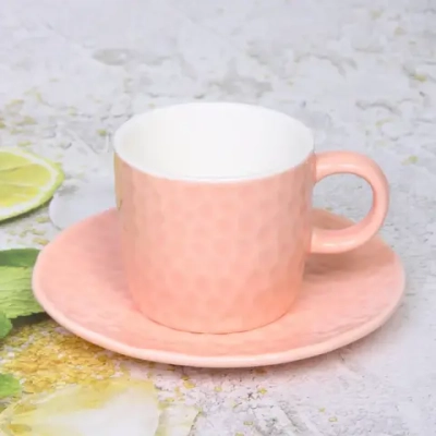 Чайная пара «Аврора» (кружка 200мл+блюдце) коралловый