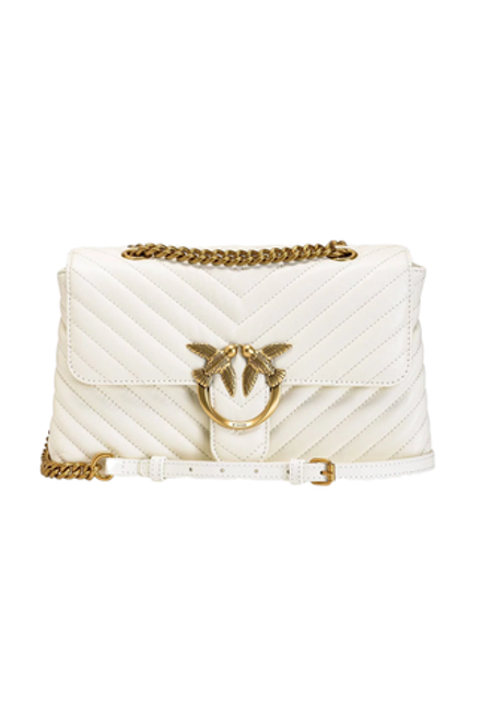 LADY LOVE BAG PUFF V QUILT - white+white-antique gold