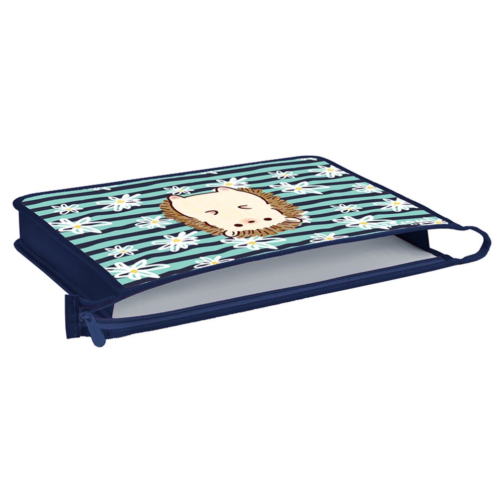 Папка для тетрадей 1 отделение, А4, Först "Blue hedgehog", 340*245*40мм, пластик, на молнии