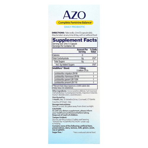 AZO, Complete Feminine Balance®, пробиотик для ежедневного приема, 60 капсул