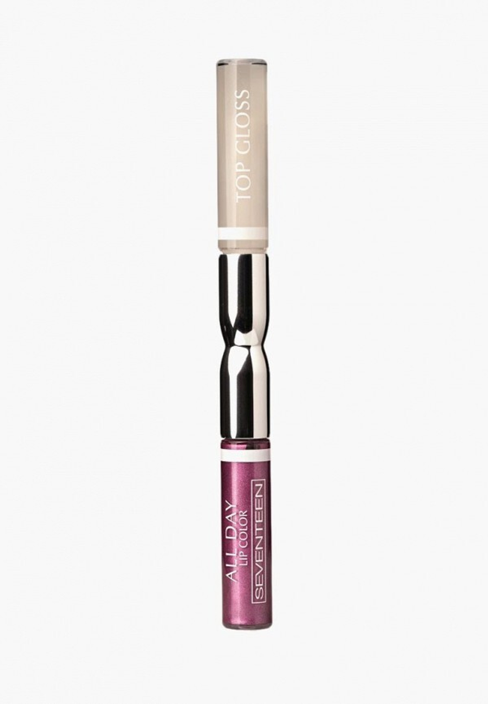Seventeen Помада-блеск для губ All Day Lip Color & Top Gloss, жидкая, стойкая, c металлическим эффектом, тон №46, Малина, 12,3 мл