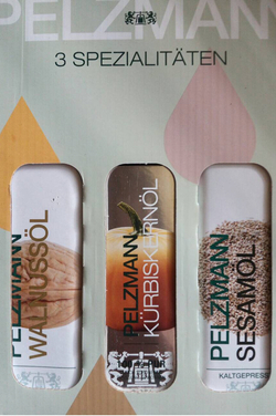 Набор деликатесных масел Pelzmann: Грецкий орех, Тыквенных семечек, Кунжут 3 х 250 мл, Австрия