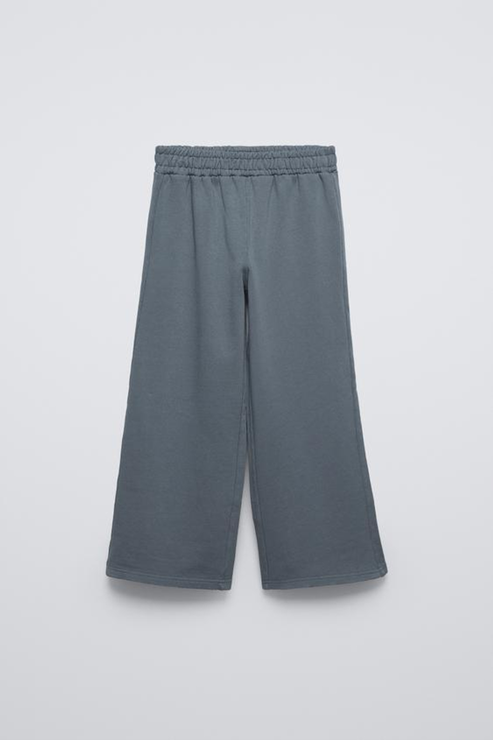 ZARA КОМПЛЕКТ ИЗ ХУДИ И БРЮК WIDE LEG ИЗ МЯГКОЙ ТКАНИ, СЕРО-СИНИЙ