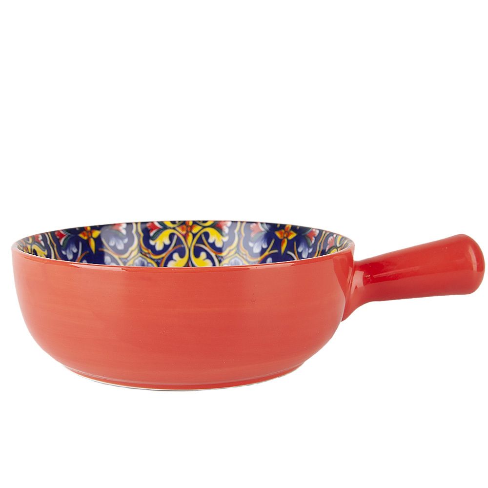 Кокотница с ручкой " " (красный) 21,5х16х5,8см v=700мл (подарочная упаковка)