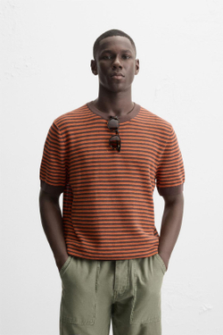 ZARA ФУТБОЛКА В ПОЛОСКУ, ОРАНЖЕВЫЙ