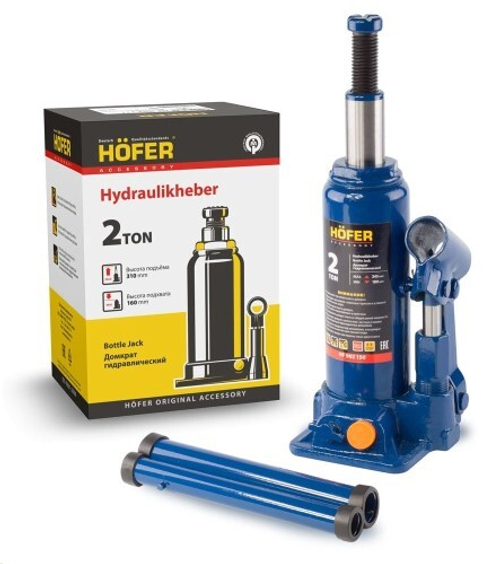 Домкрат гидрав. 2 т. выс. 180-345 мм (в коробке) 2 клапана (HOFER)