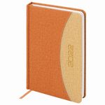 Ежедневник датированный 2022 А5 138x213 мм BRAUBERG "SimplyNew", под кожу, оранжевый/бежевый, 112786