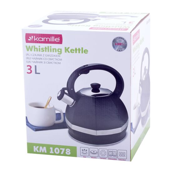 Чайник 3 л. из нержавеющей стали со свистком Kamille KM-1078