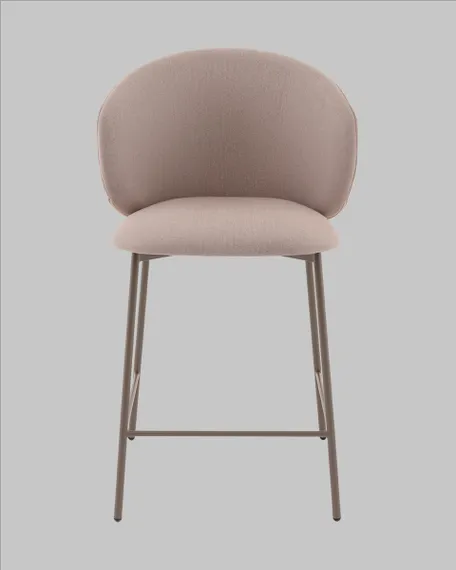 Полубарный стул Blaze 60 см, бежевый велюр, бежево-серые ножки