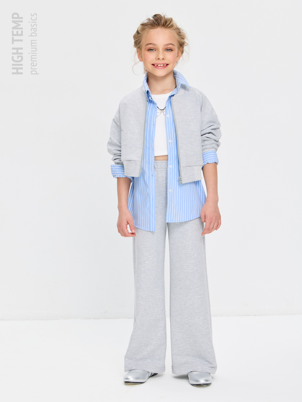 Брюки палаццо из футера