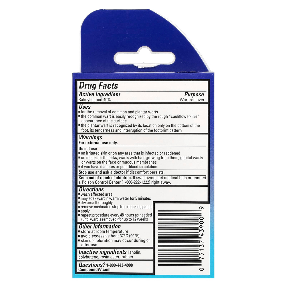 Compound W, Средство для удаления бородавок, One Step Invisible Strips, максимальная сила действия, 14 лечебных полосок