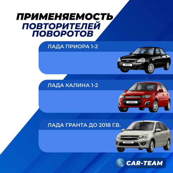 Повторители поворотов в крылья Лада Приора, Гранта, Калина "Плазма" плавающие с режимом RGB, белая подсветка