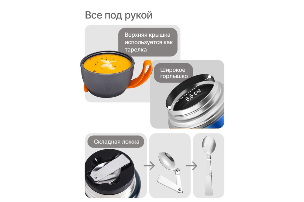 Термос для еды RoadLike Jar 420мл, оранжевый