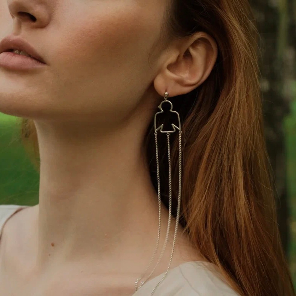 Одиночная серьга ПТИЦА