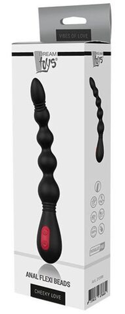Черный вибромассажер для анальной стимуляции ANAL FLEXI BEADS - 21 см. (Цвет: черный)