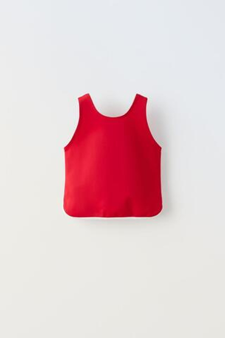 ZARA ТОП С КОНТРАСТНОЙ ОКАНТОВКОЙ, КРАСНЫЙ