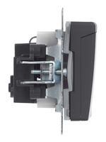 BRITE Розетка 1-местная с заземлением с защитными шторками и крышкой 16А IP44 РСбш10-3-44-БрГ графит IEK