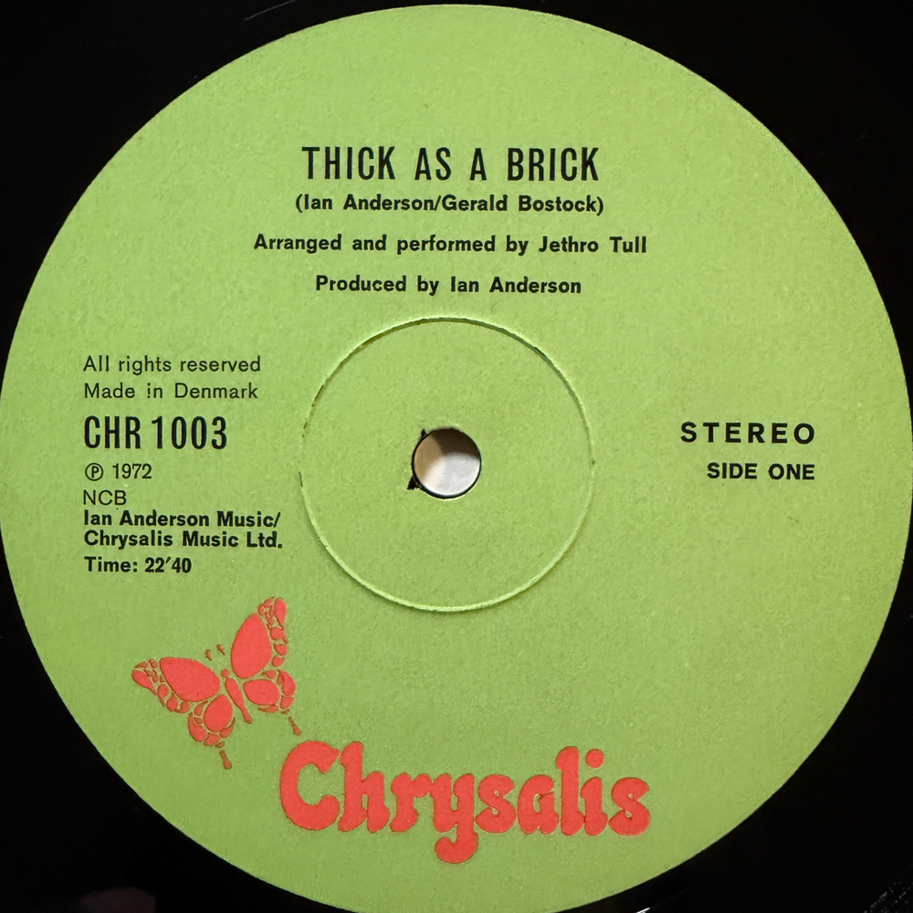 Jethro Tull ‎– Thick As A Brick (Дания 1972г.) Т