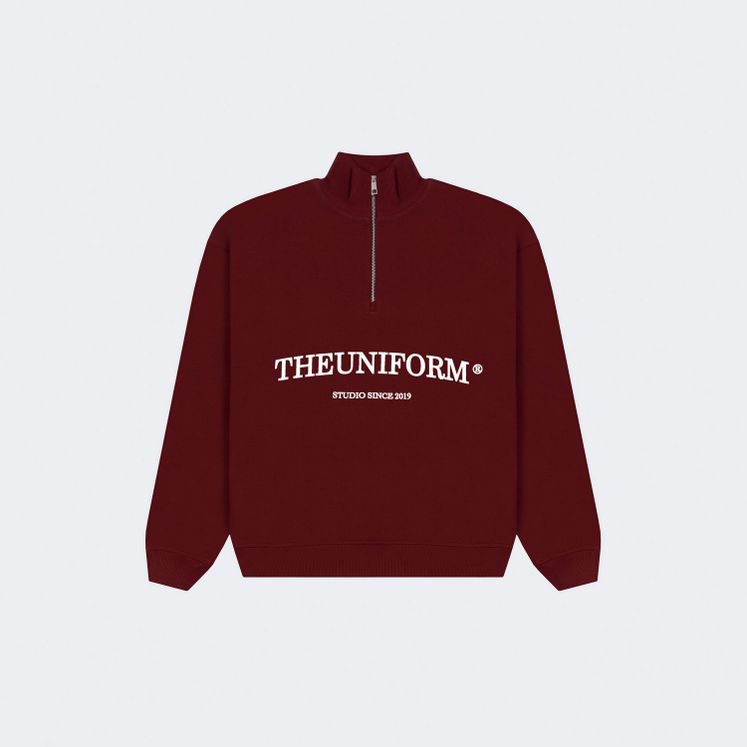 Cвитшот UNIFORM Half-zip Heavy THEUNIFORM, бордовый
